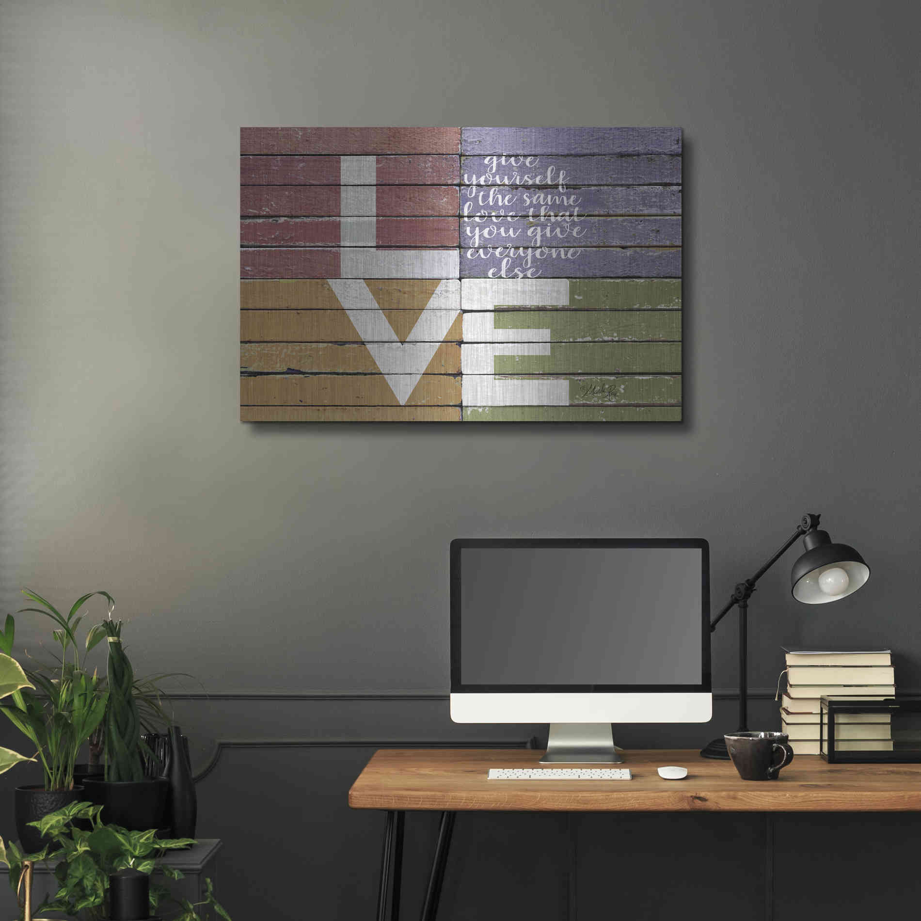 Luxe Metal Art 'Give Yourself the Same Love' by Marla Rae, Metal Wall Art,36x24