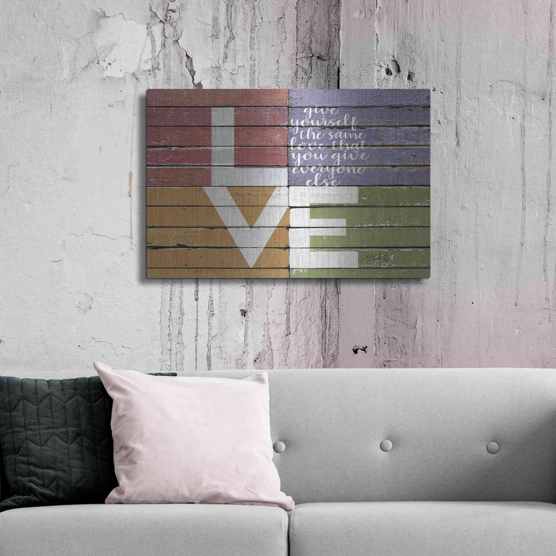 Luxe Metal Art 'Give Yourself the Same Love' by Marla Rae, Metal Wall Art,36x24