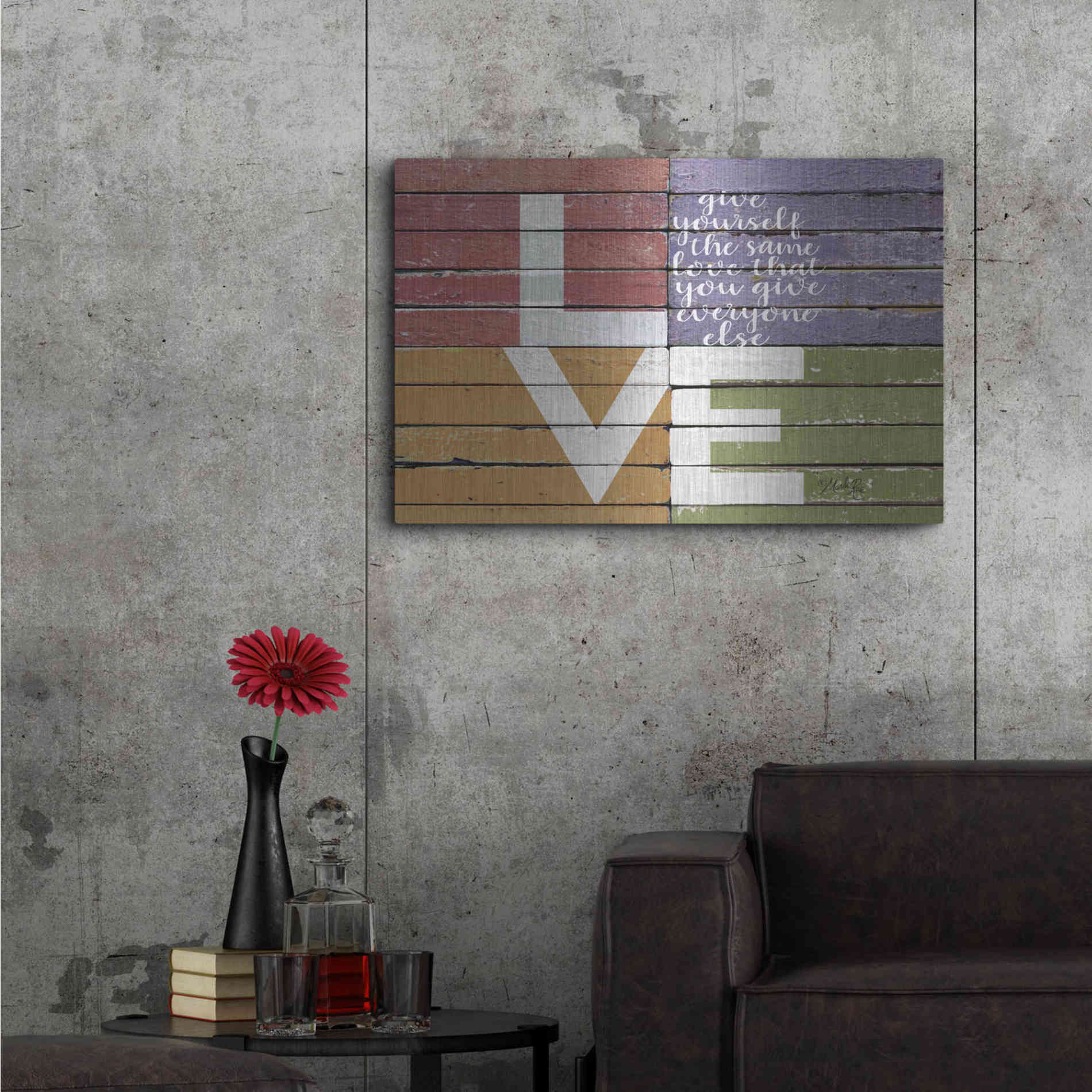 Luxe Metal Art 'Give Yourself the Same Love' by Marla Rae, Metal Wall Art,36x24