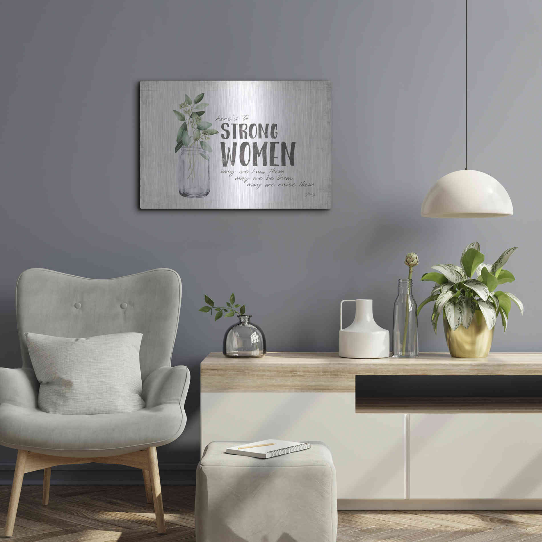 Luxe Metal Art 'Here's to Strong Women' by Marla Rae, Metal Wall Art,24x16
