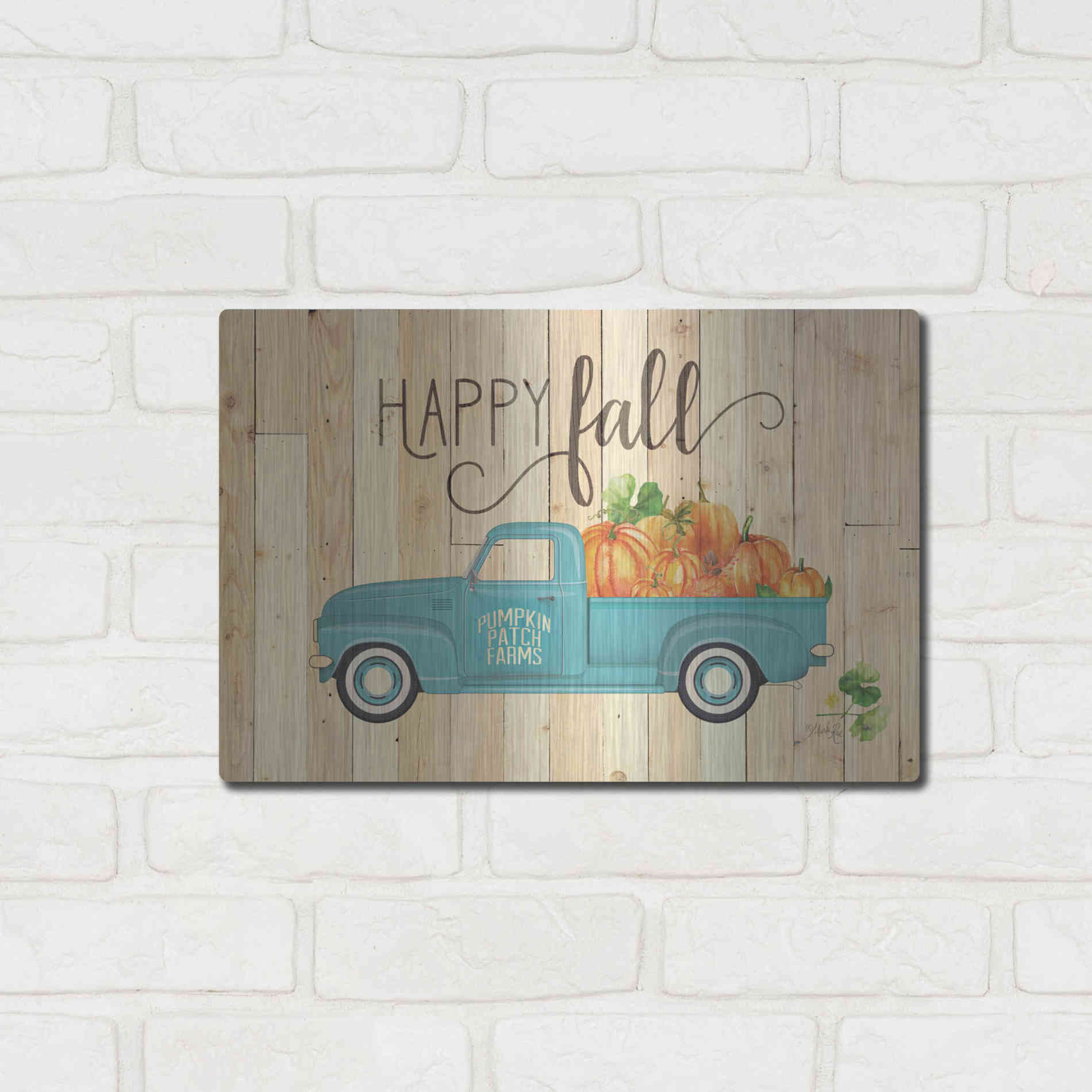 Luxe Metal Art 'Happy Fall' by Marla Rae, Metal Wall Art,16x12