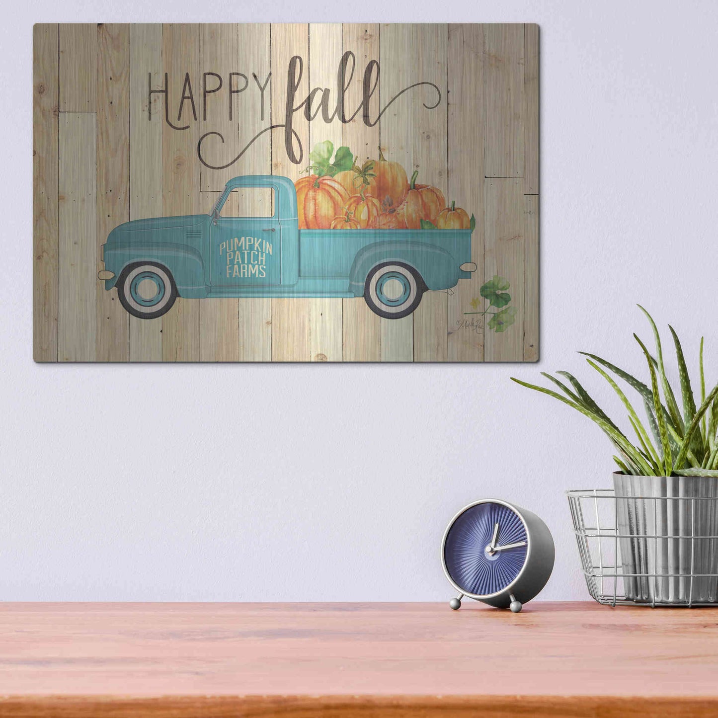 Luxe Metal Art 'Happy Fall' by Marla Rae, Metal Wall Art,16x12