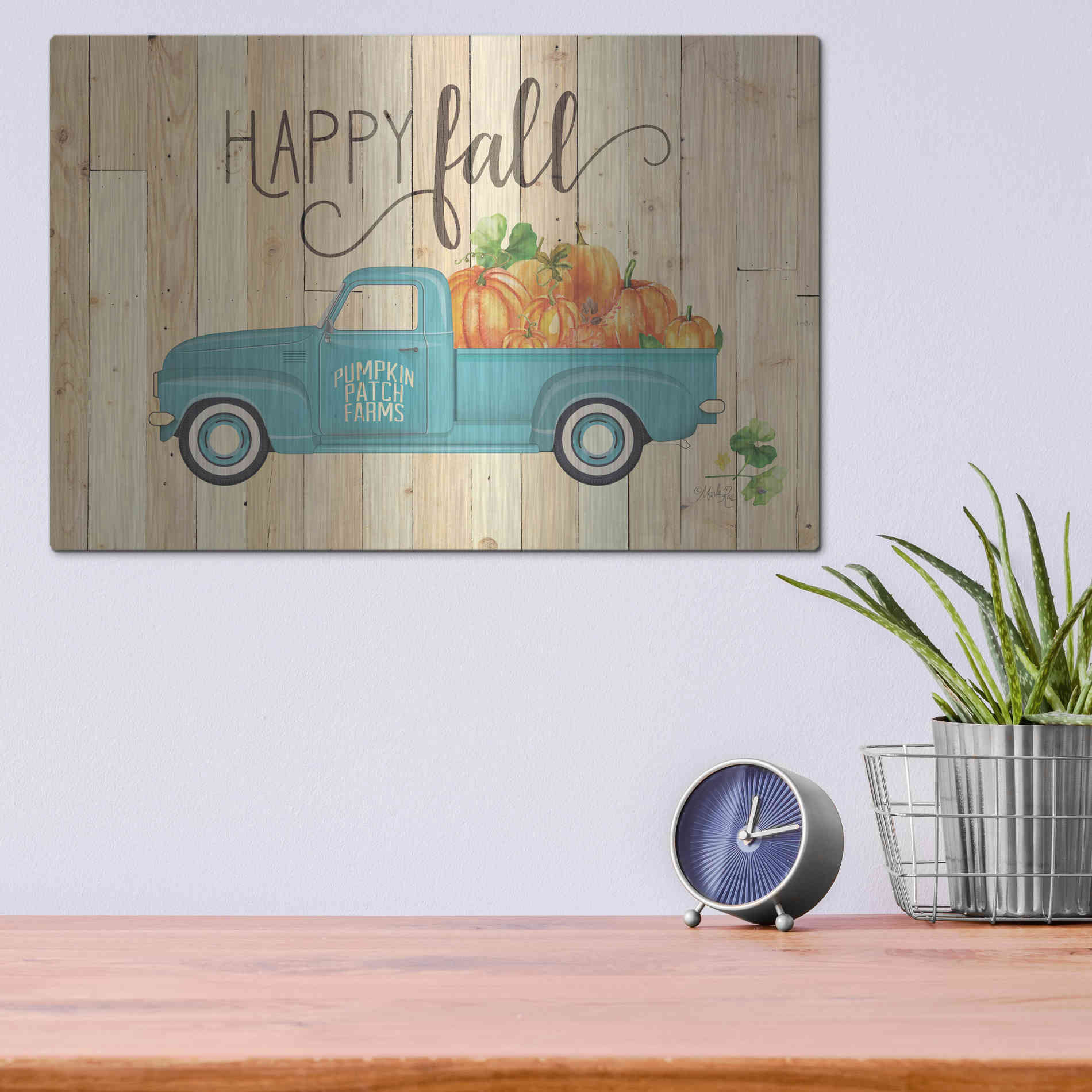 Luxe Metal Art 'Happy Fall' by Marla Rae, Metal Wall Art,16x12
