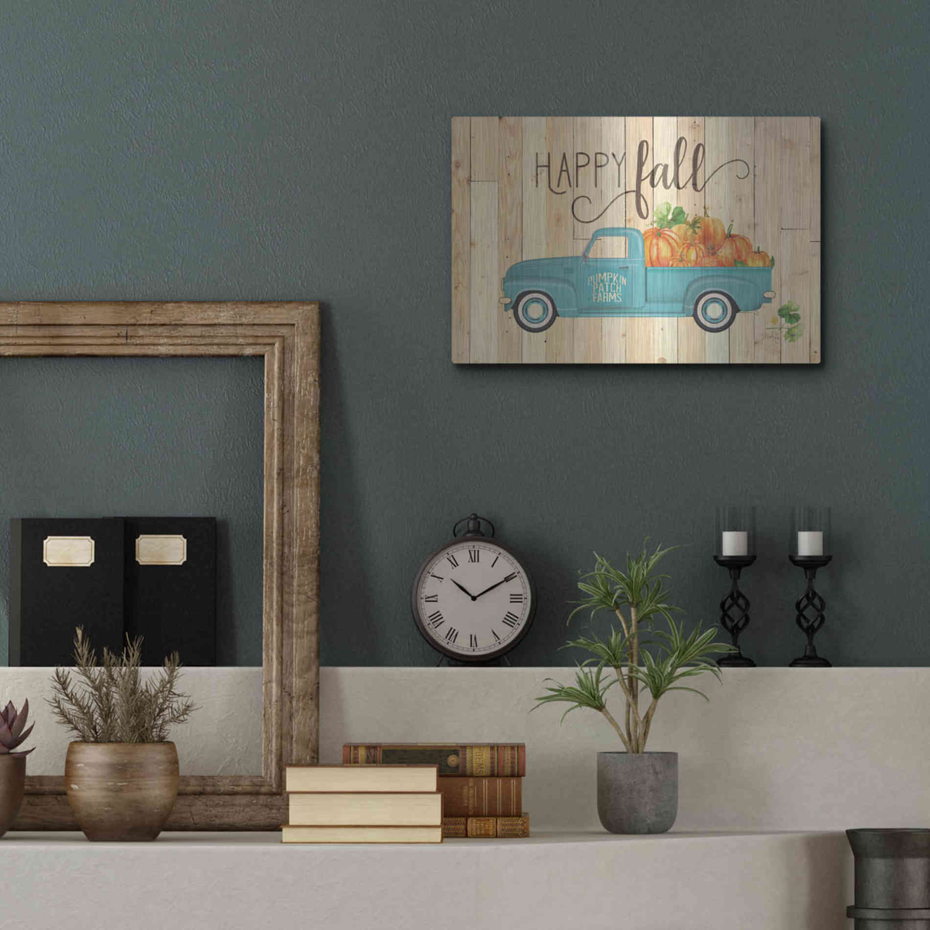 Luxe Metal Art 'Happy Fall' by Marla Rae, Metal Wall Art,16x12