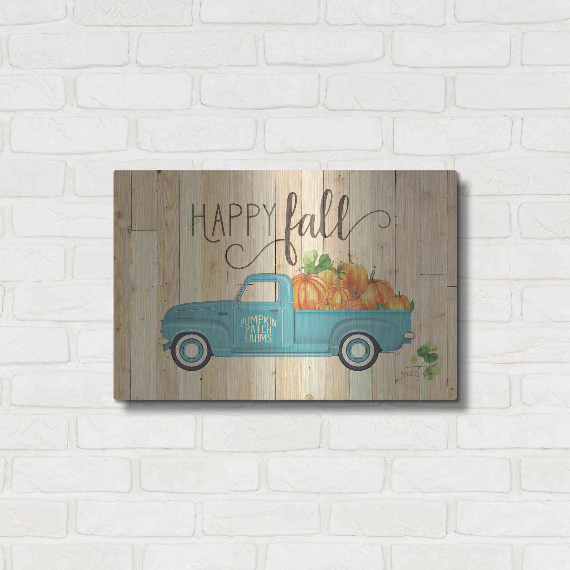 Luxe Metal Art 'Happy Fall' by Marla Rae, Metal Wall Art,24x16