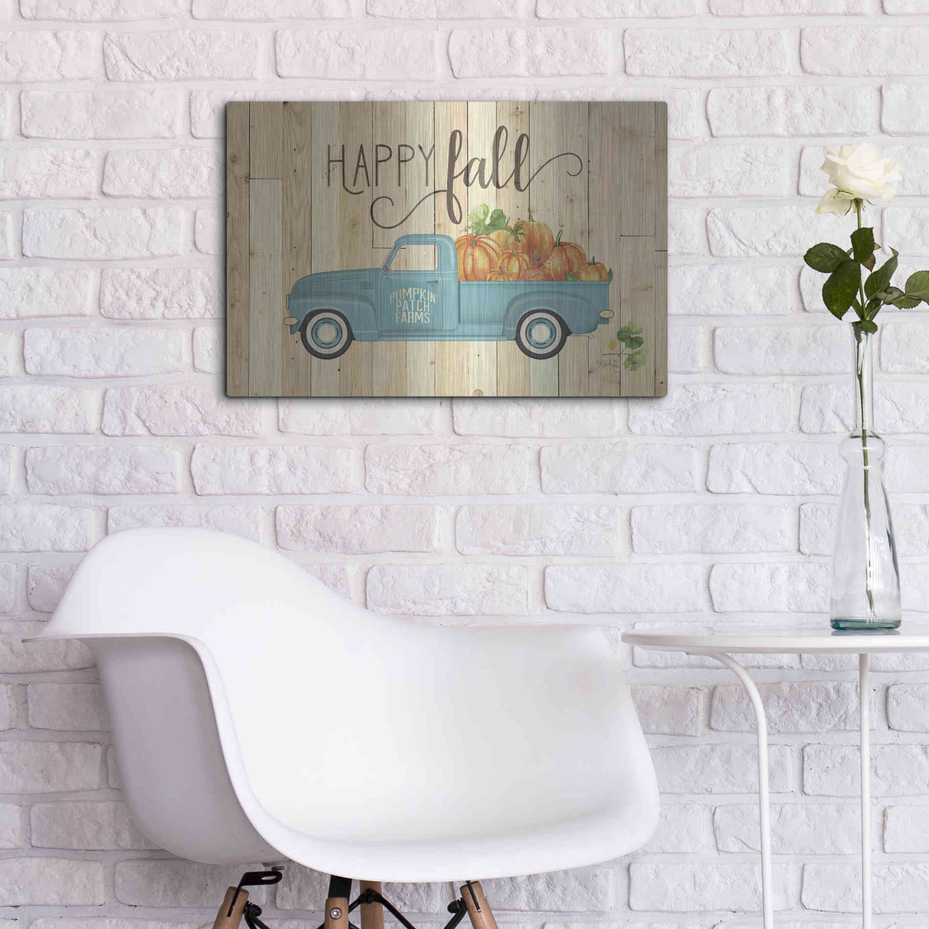 Luxe Metal Art 'Happy Fall' by Marla Rae, Metal Wall Art,24x16