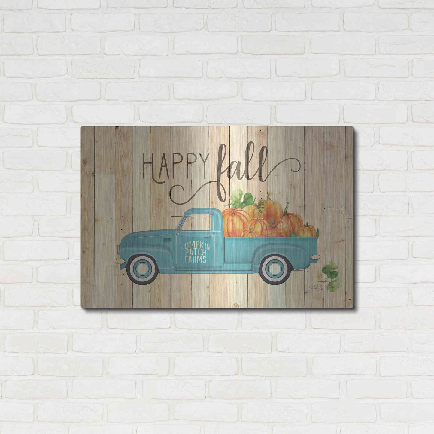 Luxe Metal Art 'Happy Fall' by Marla Rae, Metal Wall Art,36x24