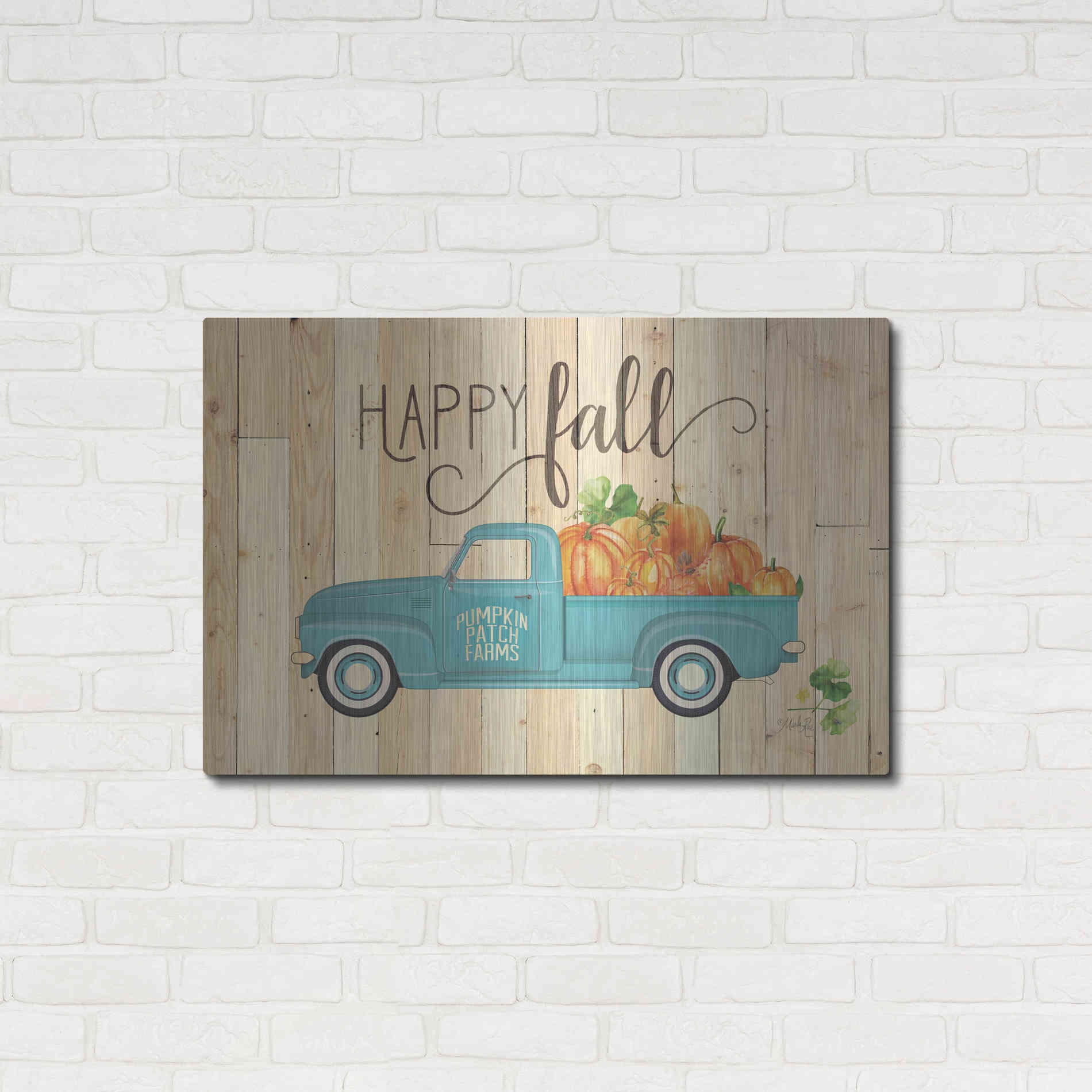 Luxe Metal Art 'Happy Fall' by Marla Rae, Metal Wall Art,36x24