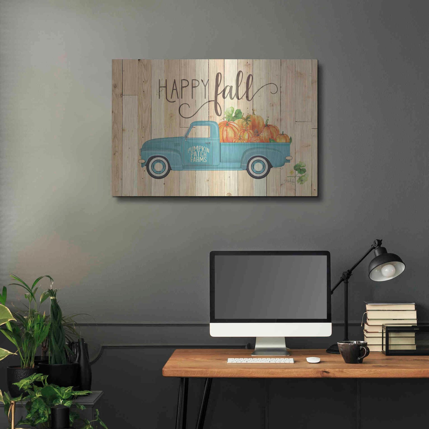 Luxe Metal Art 'Happy Fall' by Marla Rae, Metal Wall Art,36x24