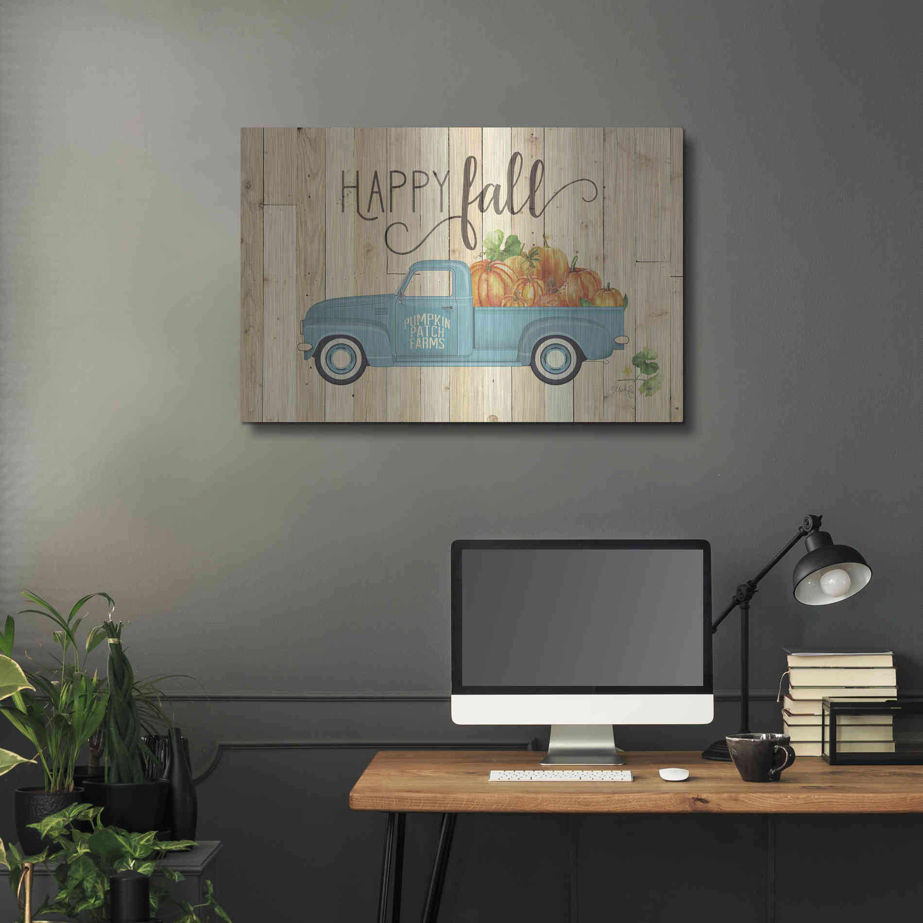 Luxe Metal Art 'Happy Fall' by Marla Rae, Metal Wall Art,36x24