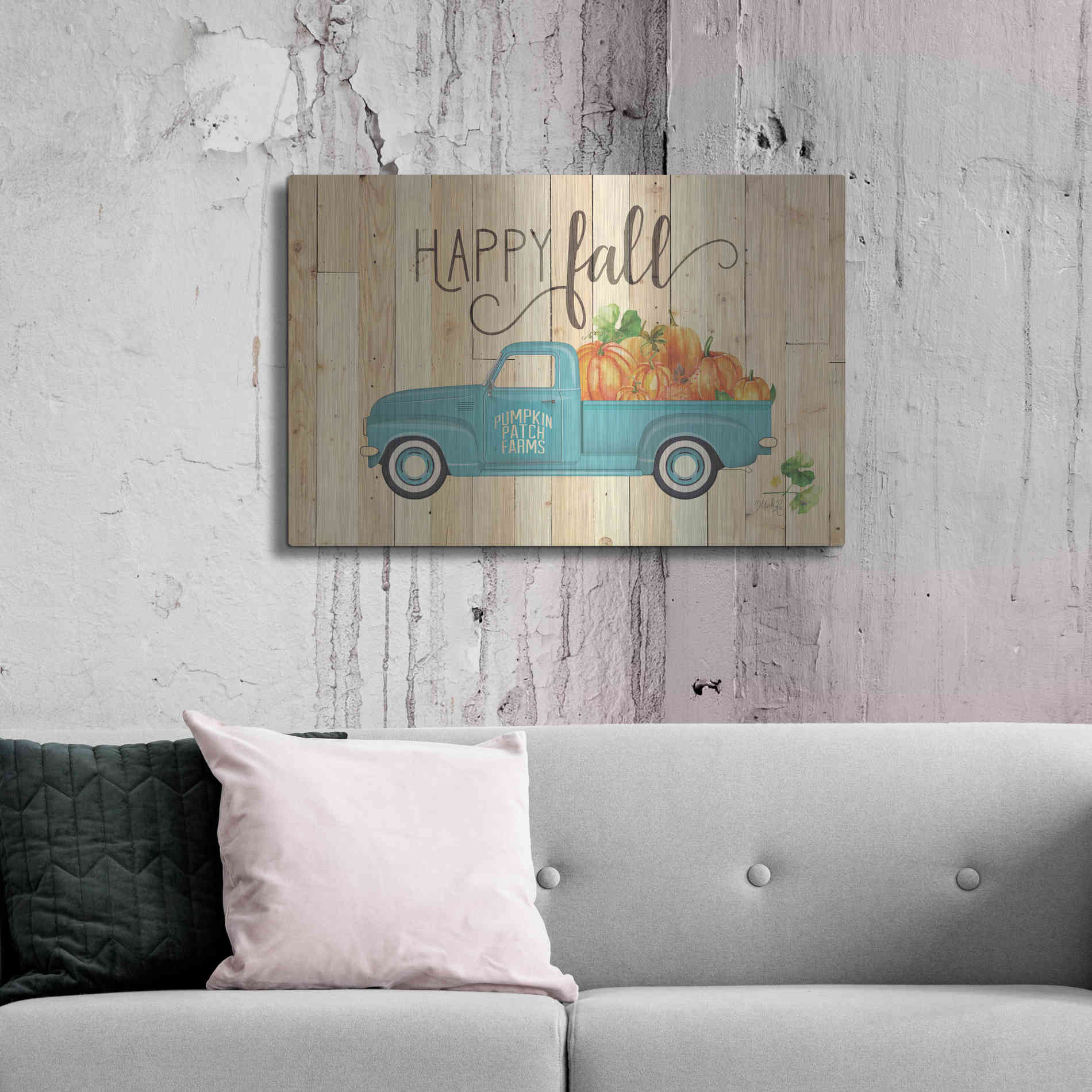 Luxe Metal Art 'Happy Fall' by Marla Rae, Metal Wall Art,36x24