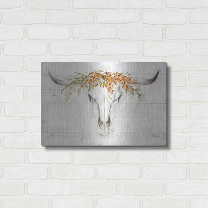 Luxe Metal Art 'Fall Steer Skull' by Marla Rae, Metal Wall Art,24x16