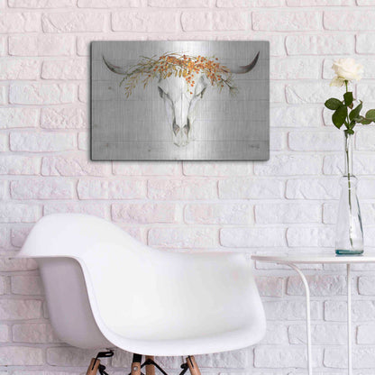 Luxe Metal Art 'Fall Steer Skull' by Marla Rae, Metal Wall Art,24x16