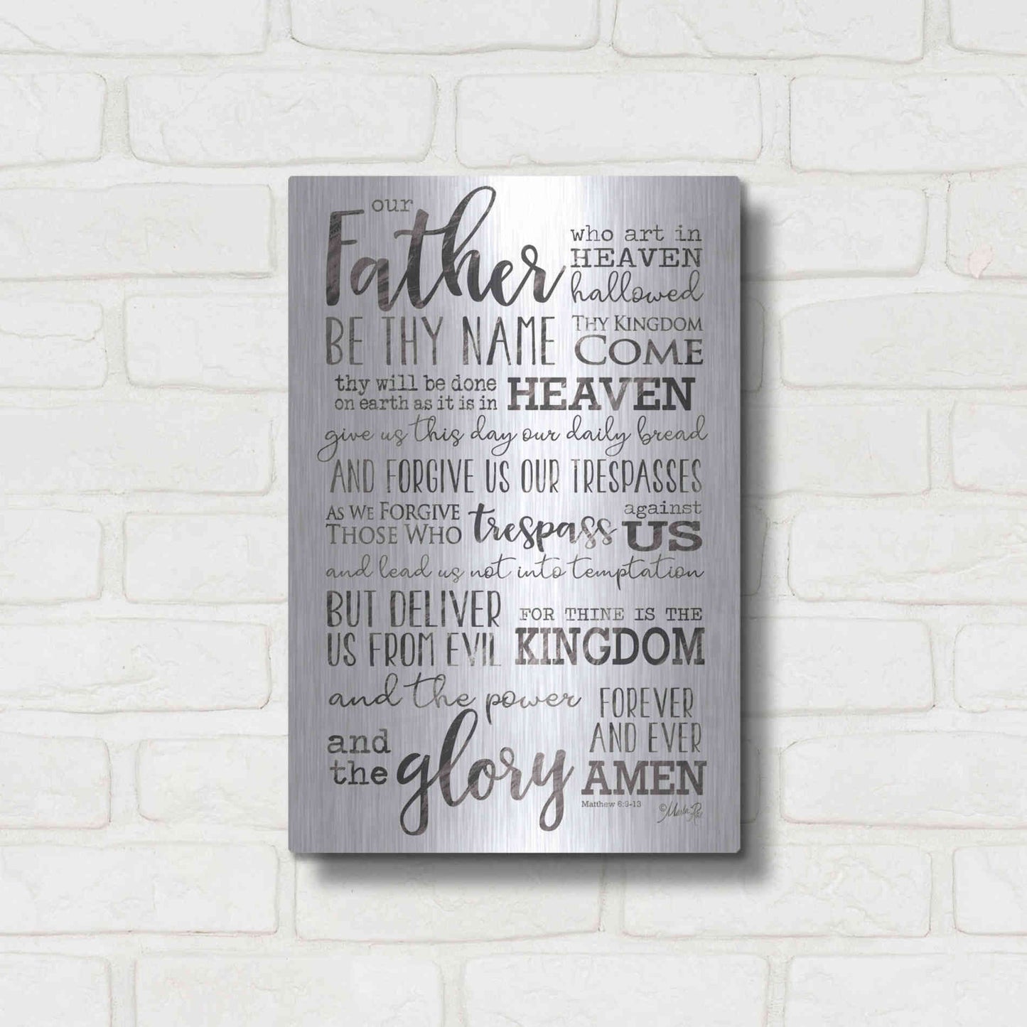 Luxe Metal Art 'Our Father' by Marla Rae, Metal Wall Art,12x16