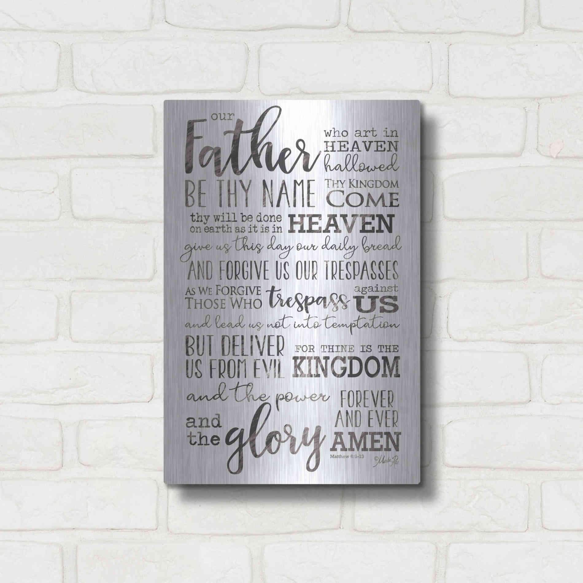 Luxe Metal Art 'Our Father' by Marla Rae, Metal Wall Art,12x16