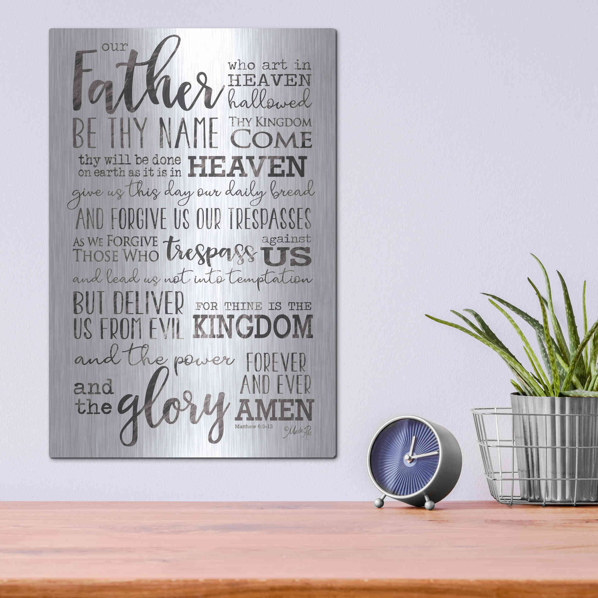 Luxe Metal Art 'Our Father' by Marla Rae, Metal Wall Art,12x16