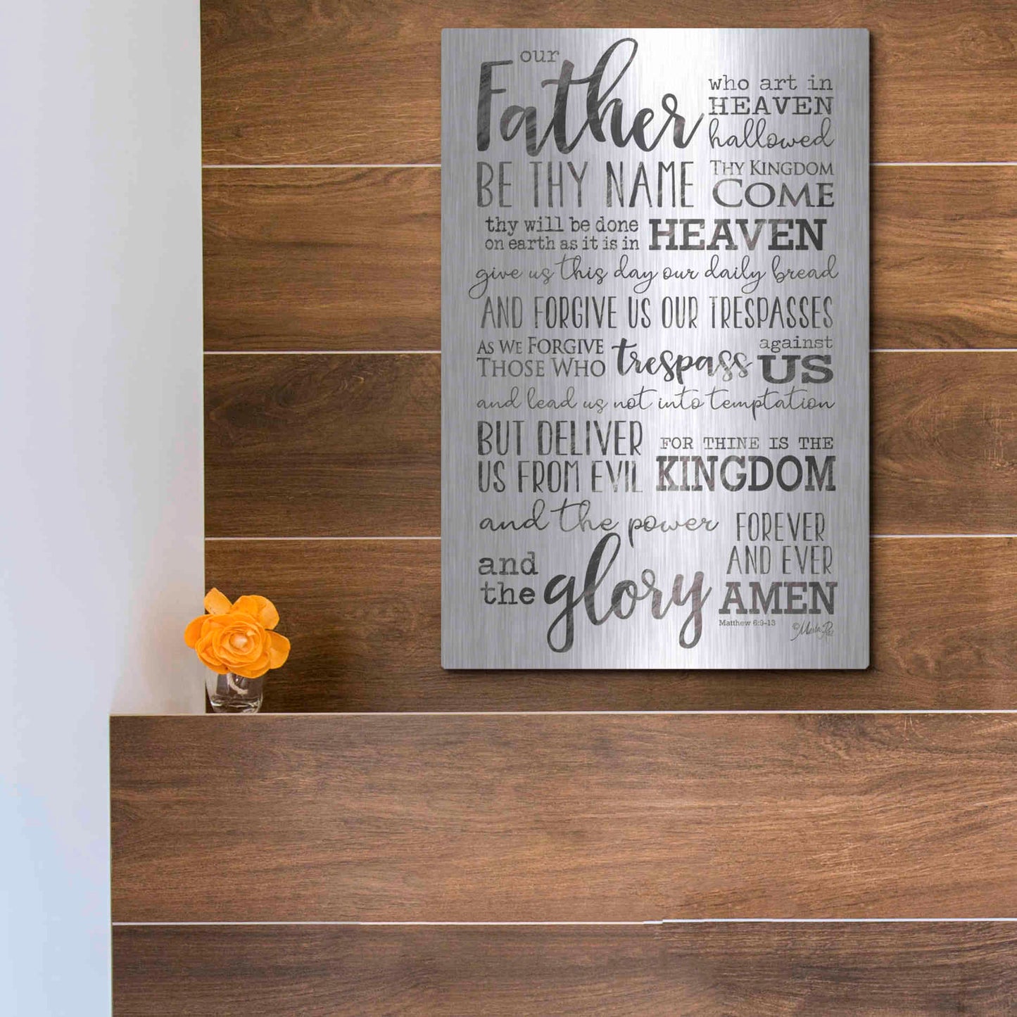 Luxe Metal Art 'Our Father' by Marla Rae, Metal Wall Art,12x16