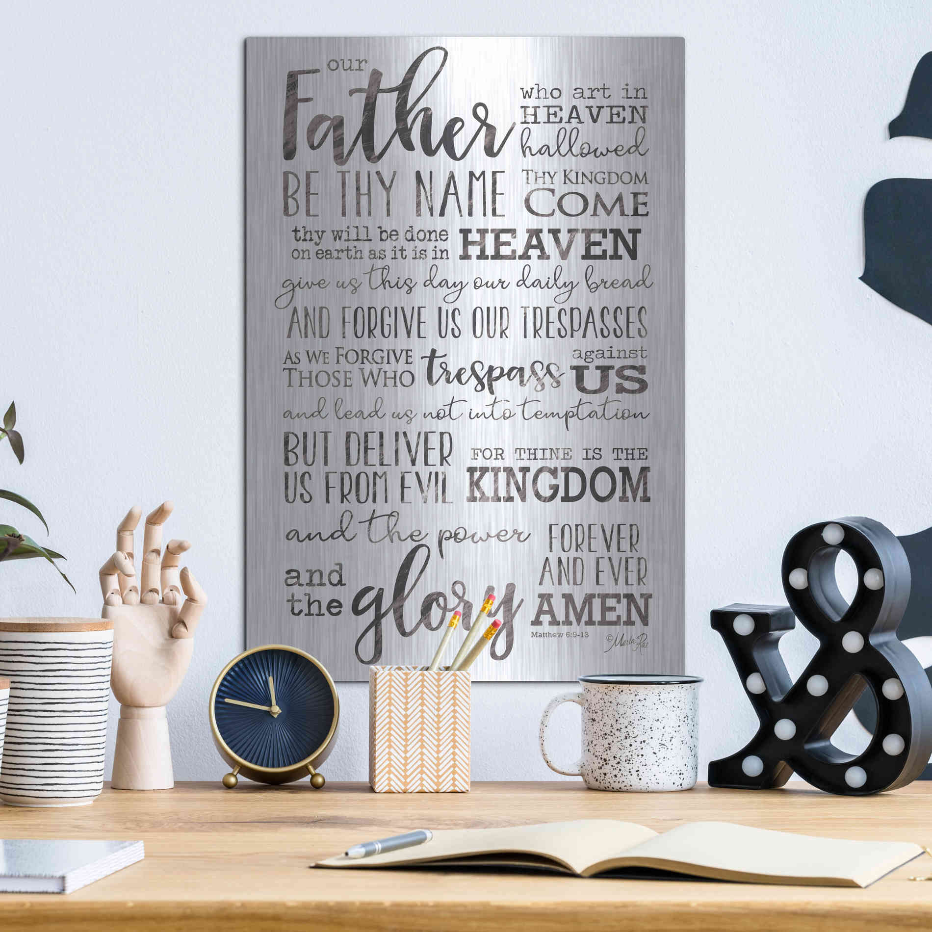 Luxe Metal Art 'Our Father' by Marla Rae, Metal Wall Art,12x16