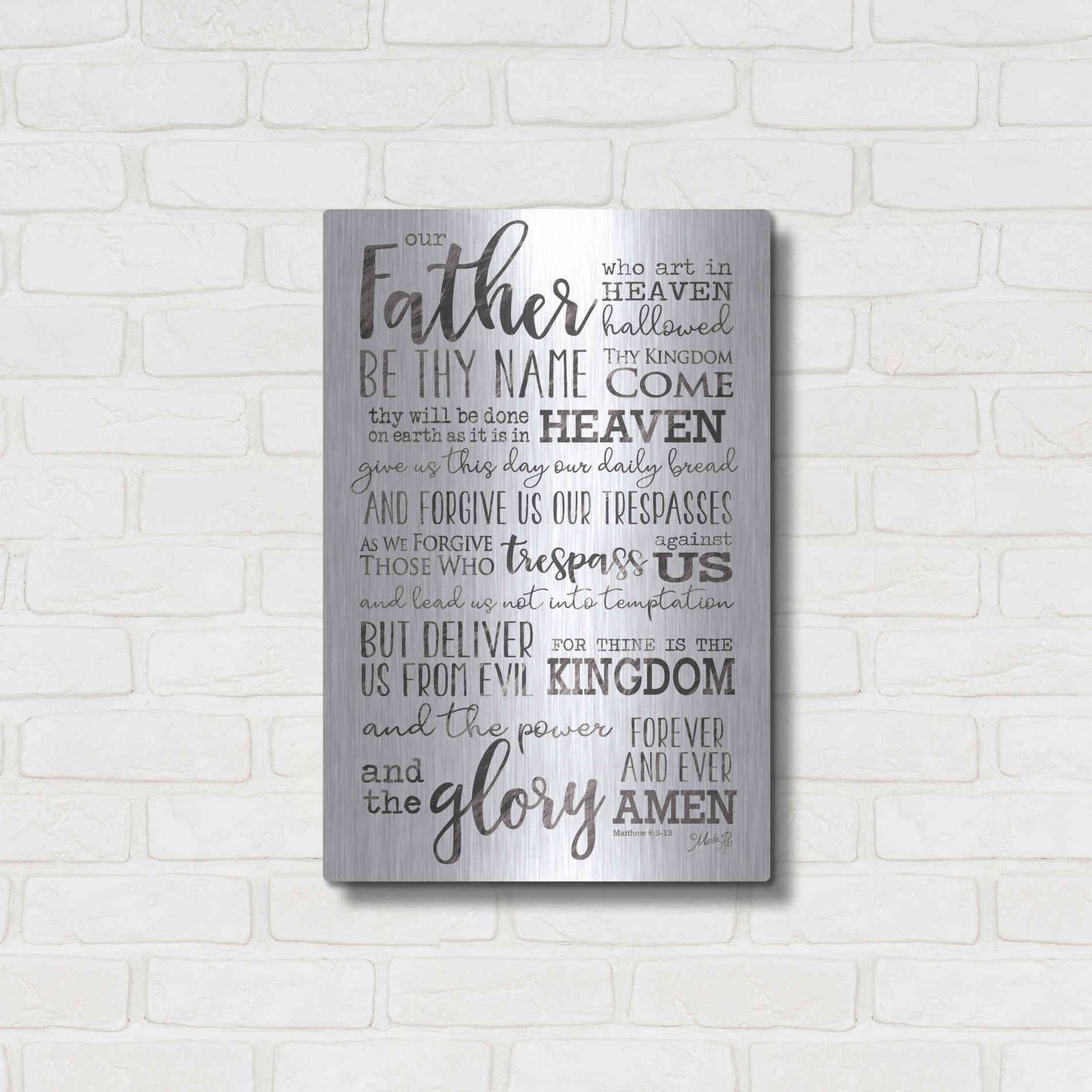 Luxe Metal Art 'Our Father' by Marla Rae, Metal Wall Art,16x24