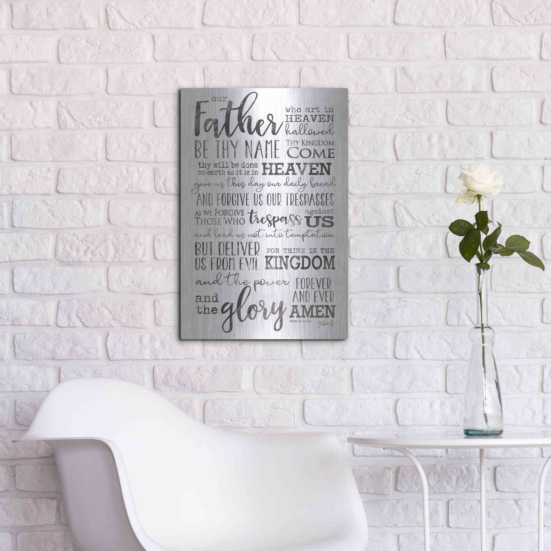 Luxe Metal Art 'Our Father' by Marla Rae, Metal Wall Art,16x24