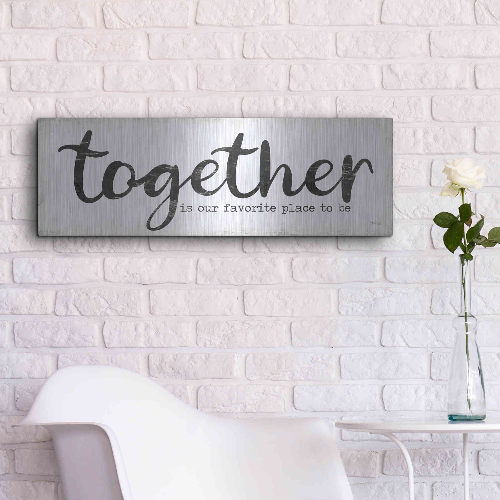 Luxe Metal Art 'Together is Our Favorite Place to Be' by Marla Rae, Metal Wall Art,36x12