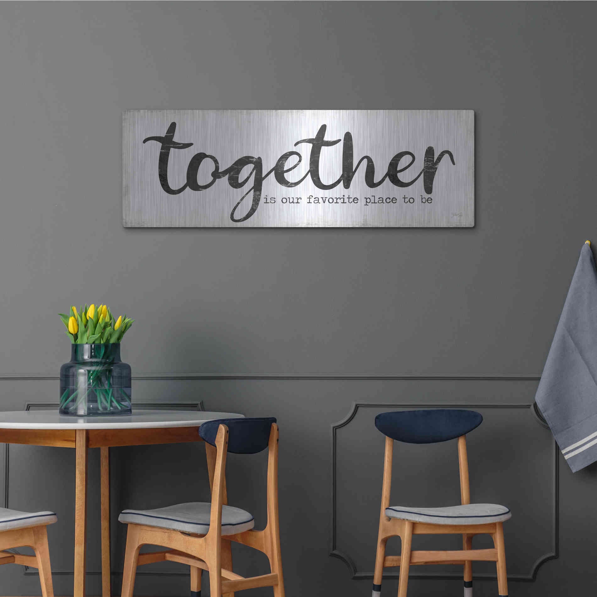 Luxe Metal Art 'Together is Our Favorite Place to Be' by Marla Rae, Metal Wall Art,48x16