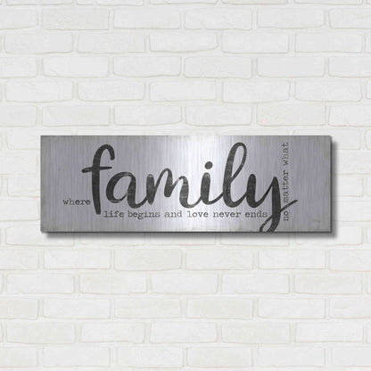 Luxe Metal Art 'Family Where Life Begins' by Marla Rae, Metal Wall Art,36x12