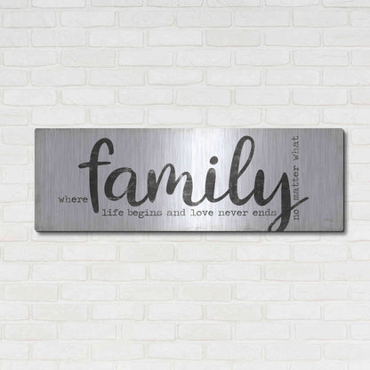 Luxe Metal Art 'Family Where Life Begins' by Marla Rae, Metal Wall Art,48x16