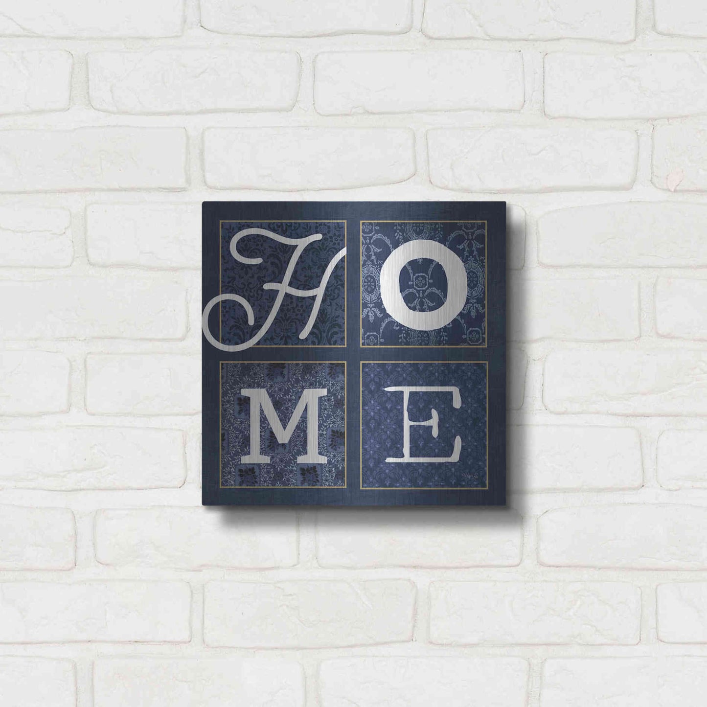 Luxe Metal Art 'HOME Squared' by Marla Rae, Metal Wall Art,12x12