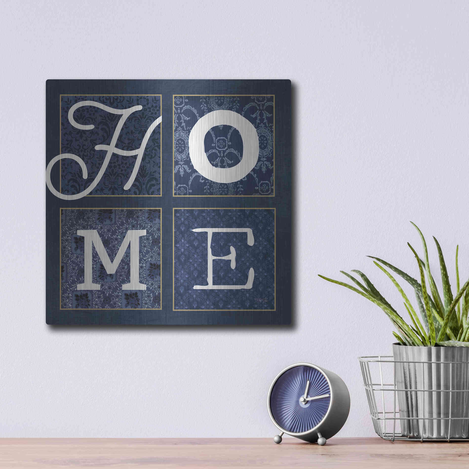 Luxe Metal Art 'HOME Squared' by Marla Rae, Metal Wall Art,12x12