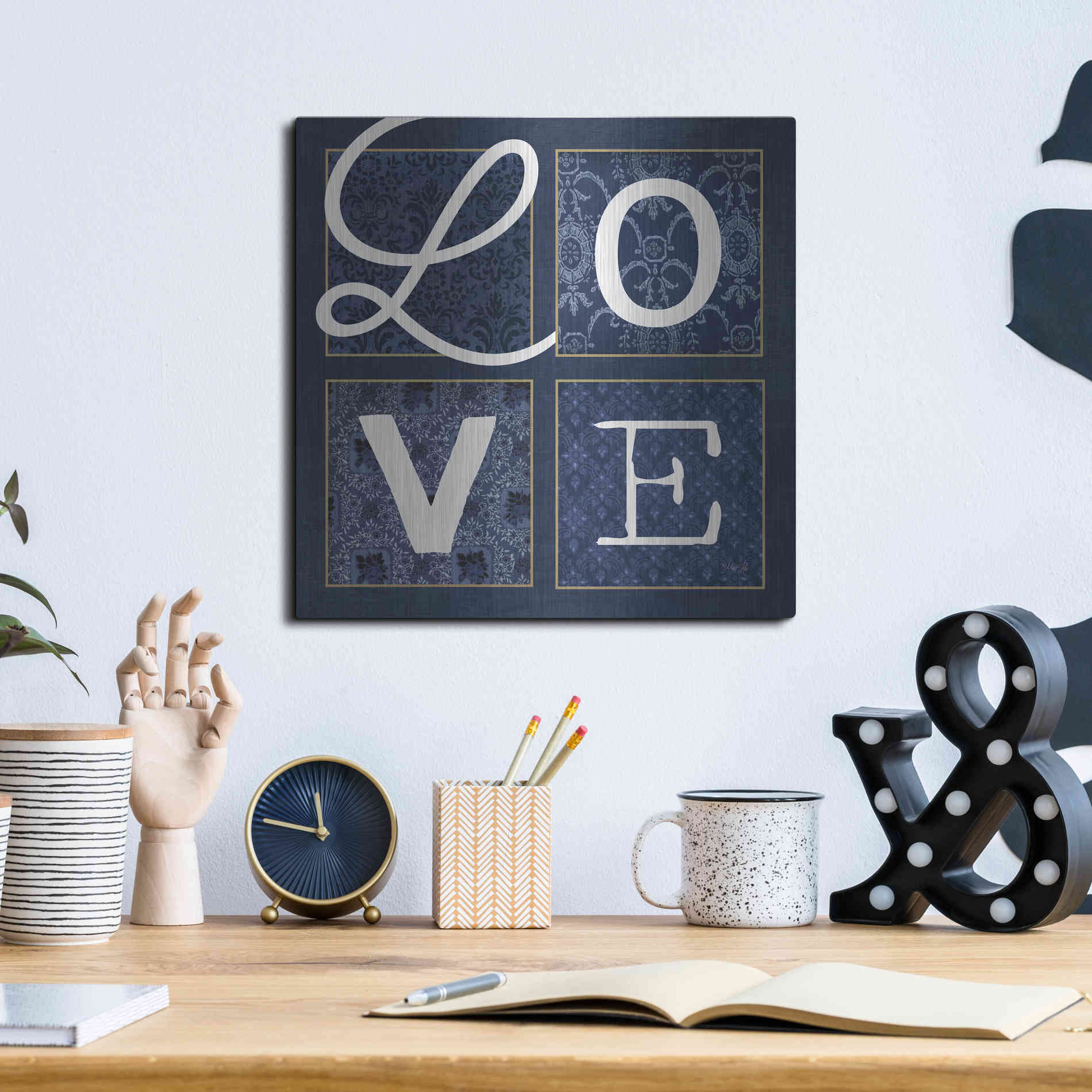 Luxe Metal Art 'LOVE Squared' by Marla Rae, Metal Wall Art,12x12