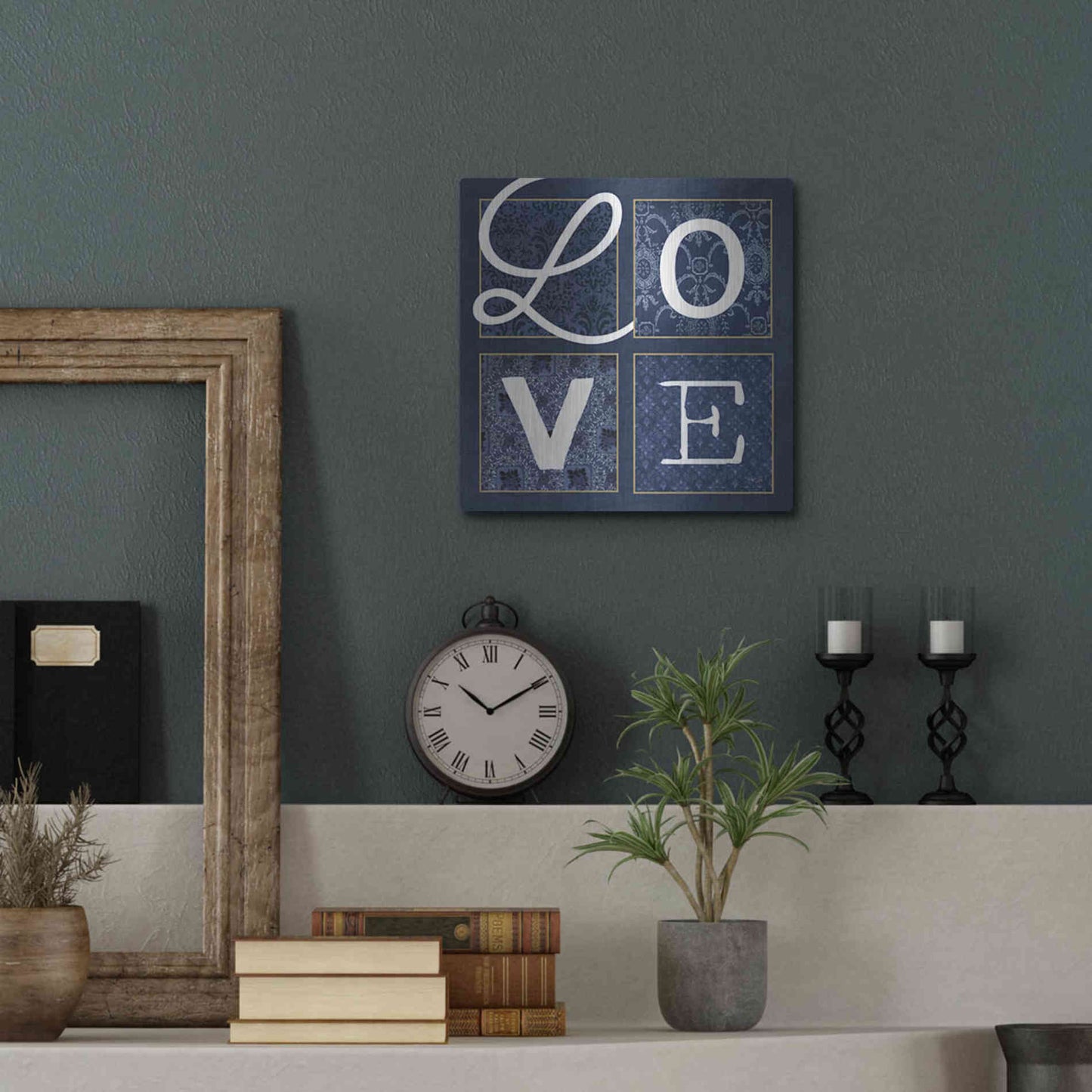 Luxe Metal Art 'LOVE Squared' by Marla Rae, Metal Wall Art,12x12