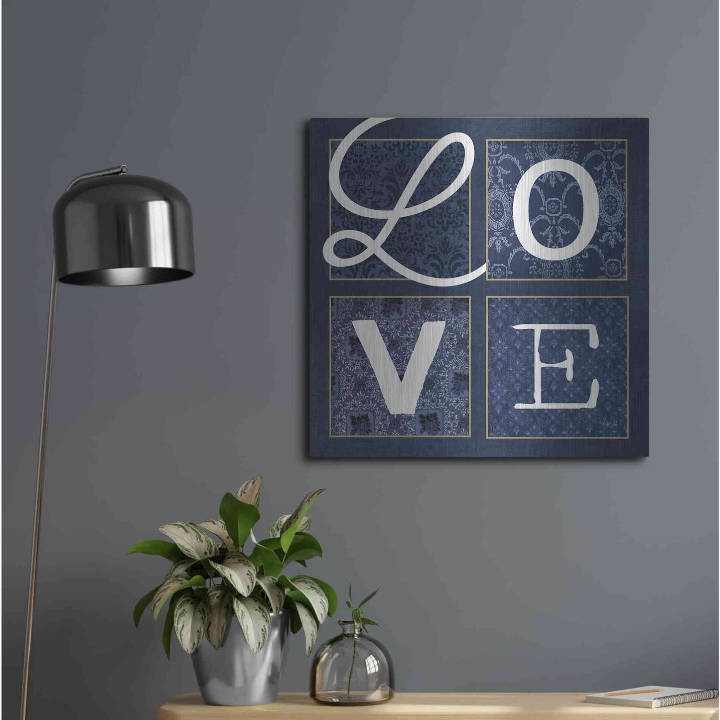 Luxe Metal Art 'LOVE Squared' by Marla Rae, Metal Wall Art,24x24