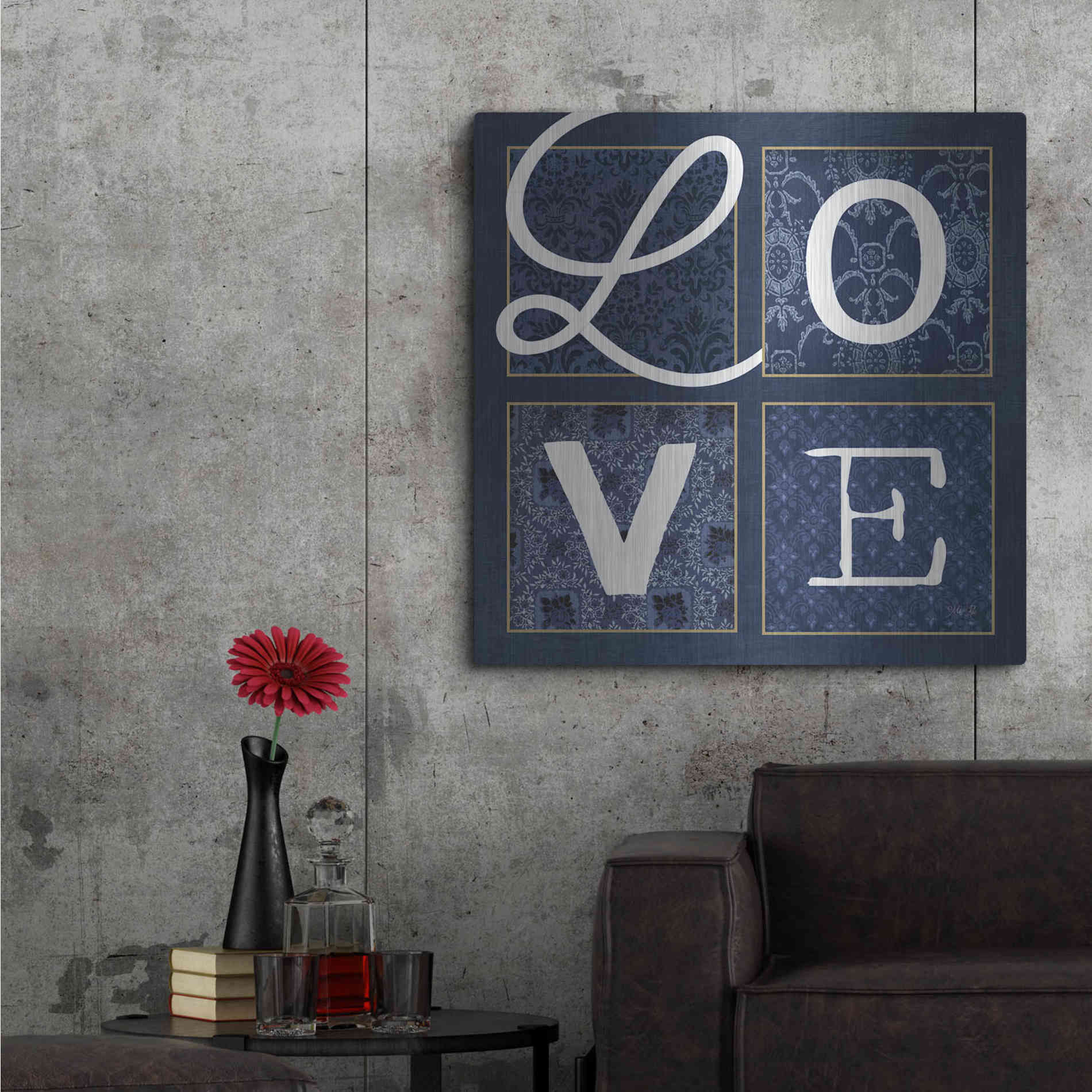 Luxe Metal Art 'LOVE Squared' by Marla Rae, Metal Wall Art,36x36