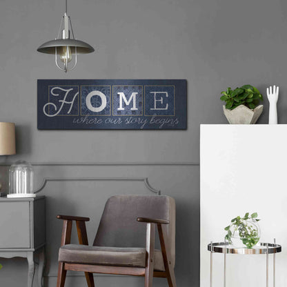 Luxe Metal Art 'Home Where Our Story Begins' by Marla Rae, Metal Wall Art,36x12