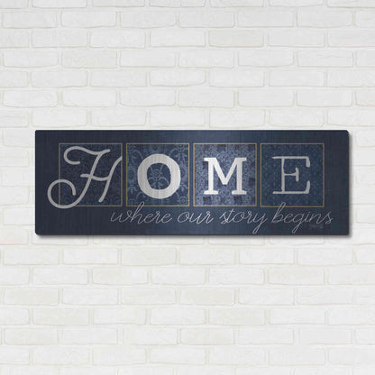 Luxe Metal Art 'Home Where Our Story Begins' by Marla Rae, Metal Wall Art,48x16