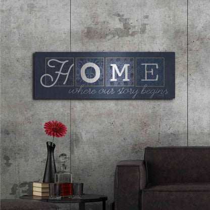 Luxe Metal Art 'Home Where Our Story Begins' by Marla Rae, Metal Wall Art,48x16