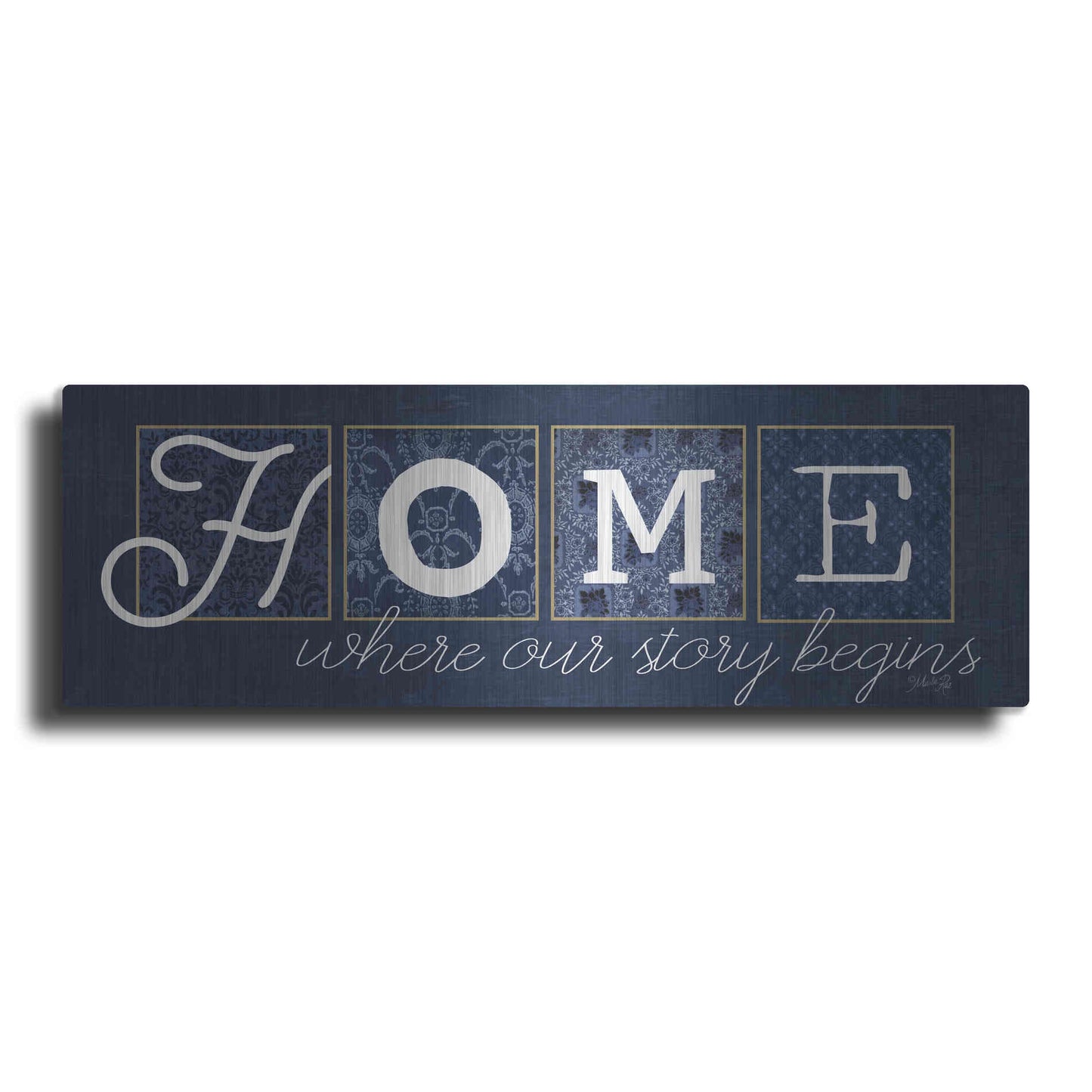 Luxe Metal Art 'Home Where Our Story Begins' by Marla Rae, Metal Wall Art