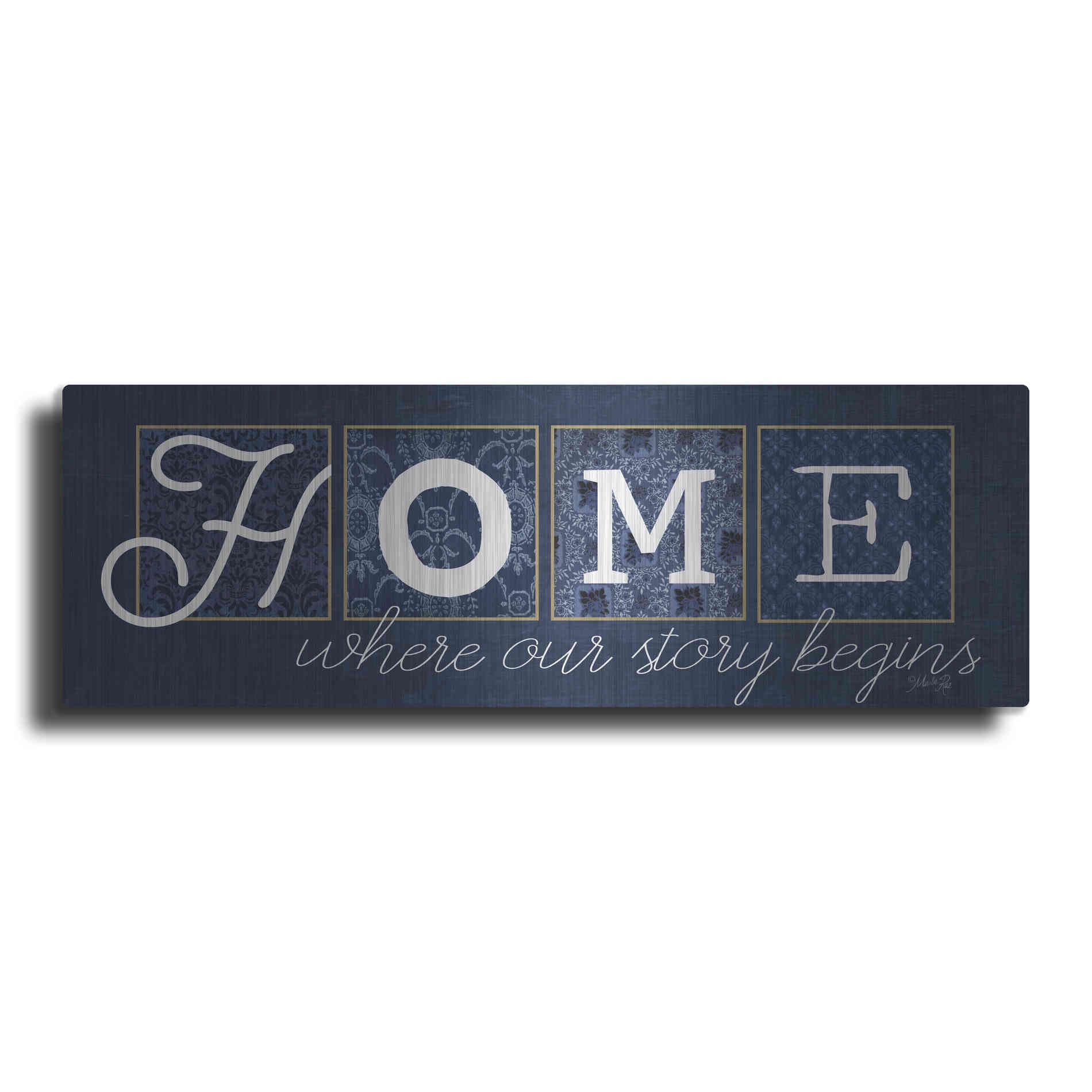 Luxe Metal Art 'Home Where Our Story Begins' by Marla Rae, Metal Wall Art