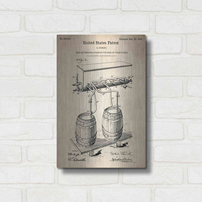 Luxe Metal Art 'Beer Barrel Vintage Patent Blueprint' Metal Wall Art,12x16