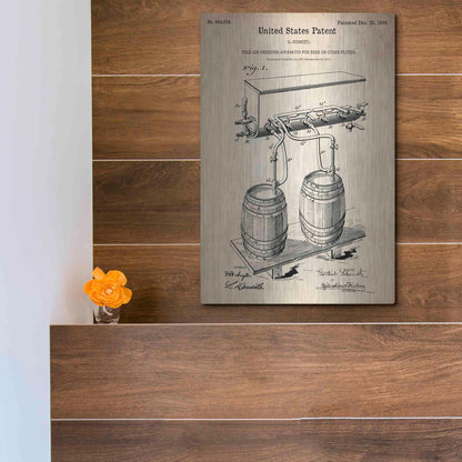 Luxe Metal Art 'Beer Barrel Vintage Patent Blueprint' Metal Wall Art,12x16