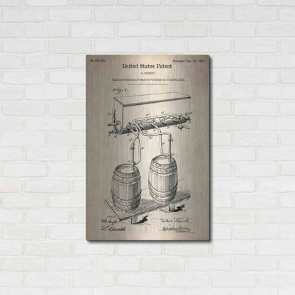 Luxe Metal Art 'Beer Barrel Vintage Patent Blueprint' Metal Wall Art,24x36