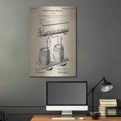 Luxe Metal Art 'Beer Barrel Vintage Patent Blueprint' Metal Wall Art,24x36