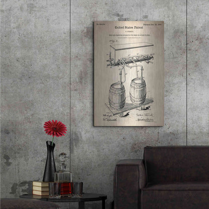 Luxe Metal Art 'Beer Barrel Vintage Patent Blueprint' Metal Wall Art,24x36