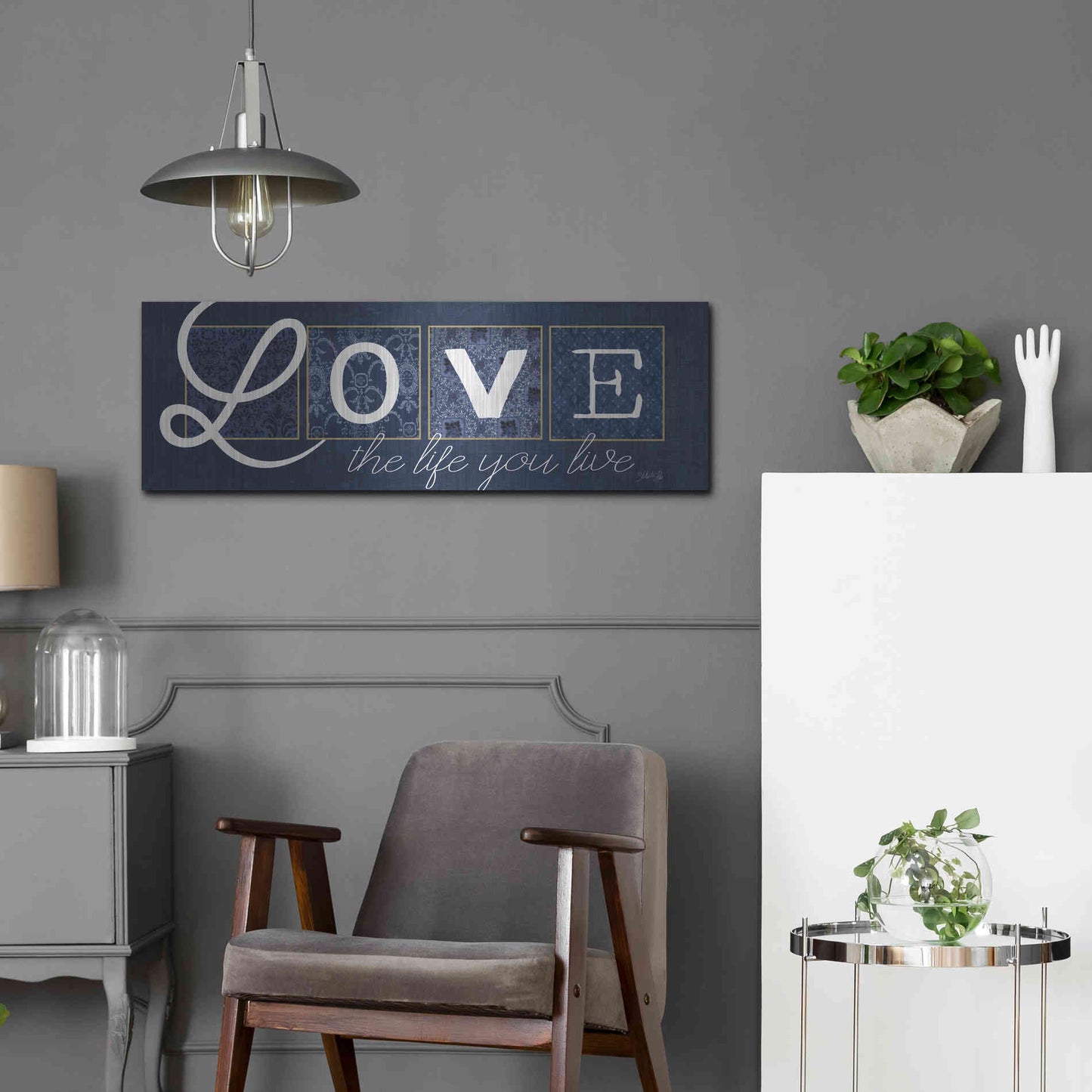 Luxe Metal Art 'Love the Life You Live' by Marla Rae, Metal Wall Art,36x12