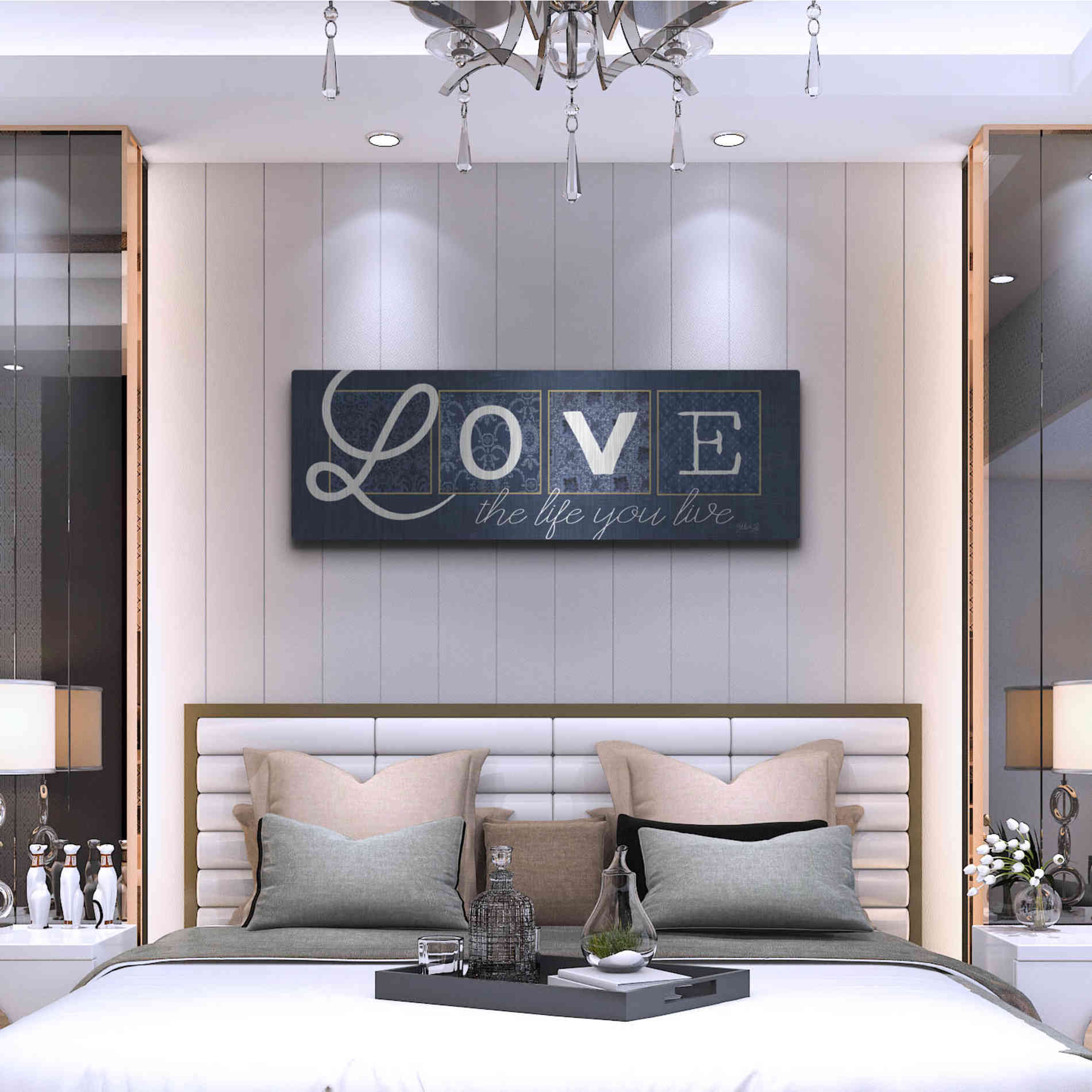 Luxe Metal Art 'Love the Life You Live' by Marla Rae, Metal Wall Art,48x16