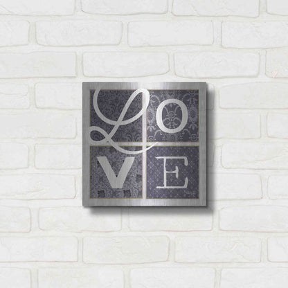 Luxe Metal Art 'LOVE Squared in Gray' by Marla Rae, Metal Wall Art,12x12