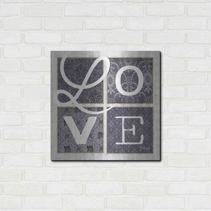 Luxe Metal Art 'LOVE Squared in Gray' by Marla Rae, Metal Wall Art,24x24