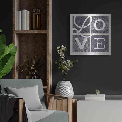 Luxe Metal Art 'LOVE Squared in Gray' by Marla Rae, Metal Wall Art,24x24