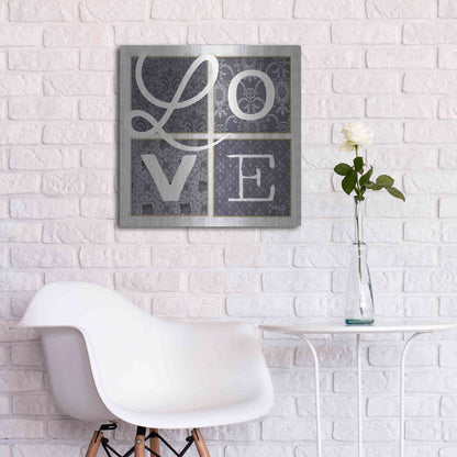 Luxe Metal Art 'LOVE Squared in Gray' by Marla Rae, Metal Wall Art,24x24